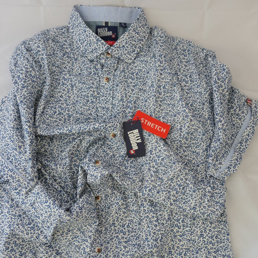 Slim Floral Print Stretch Cotton Shirt